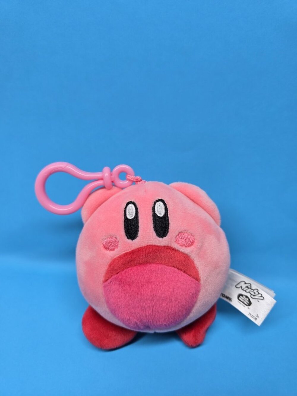 Kirby Inhaling Plush Clip-On Travel Toy TOMY Mocchi-Mocchi Club 4" Pink